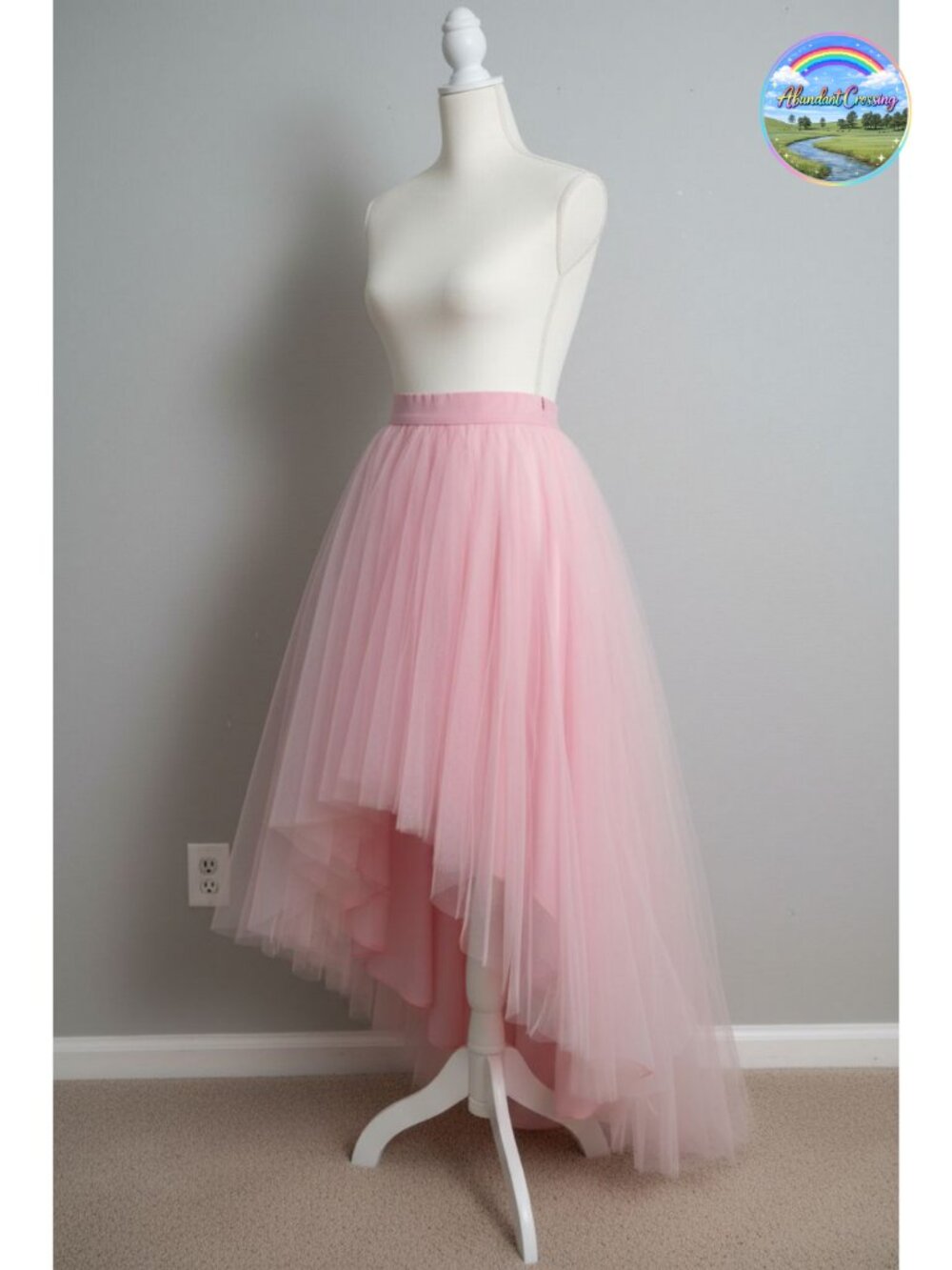 High Low Tulle Skirt Lace Up Mesh Skirt for Wedding Prom Party